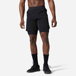 Decathlon Men's Zip Pocket Breathable 2-in-1 Fitness Shorts - Black