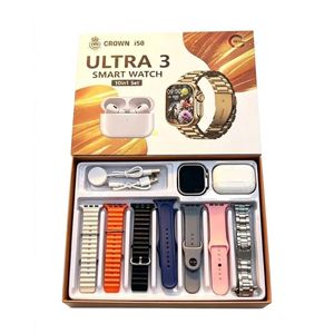 Crown i50 Ultra 3 Smart Watch 10-in-1 Gift Set