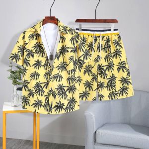 Men's Tropical Palm Tree Shirt & Shorts Set – Yellow