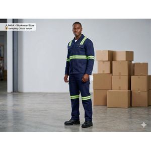 Industrial Safety Reflective Workwear Set – NAVY BLUE Protective Jacket & Trousers