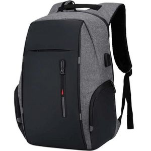 Backpack With USB Charger Port - Grey/Black