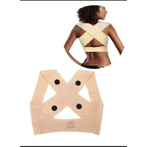 Adult Elastic Hunchback Body Posture Corrector Belt With Adjustable Back Brace - Biege