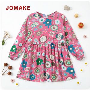 JOMAKE Girls' Dress, 1-7 Years, Long Sleeves, Deep Pink Floral Print