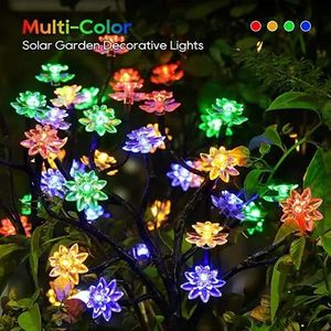 Lotus and Rose Solar Flower Stake Lights - Decorative Floral Garden Lighting