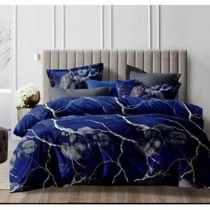 Spice Bedsheets Kingsize 5 Pillow Cases 2 Different Bedsheets-7 Pieces-Blue And Grey