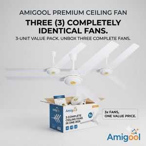 amigool 3-in-1 -56-Inch Ceiling Fan – White with Gold Center