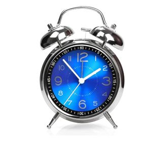 Desk Alarm Clocks with Night Lamp Loud Alarm Clock for Heavy Sleepers Adults, Metal Twin Bell Alarm Clock for Bedroom Desktop Nightstand Clocks Battery Operated Alarm Clock Quartz Clocks
