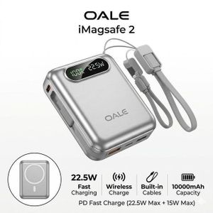  iMagsafe 2 10000MAH Magnetic Wireless Charger - HEAVY DUTY Built-in Cable Fast Charger for Apple Devices Silver