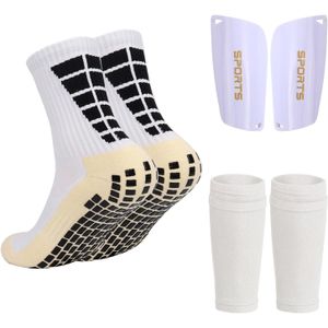 3pcs Anti-Slip Football Sock Guards Kit For Adults Highly Elastic  - White