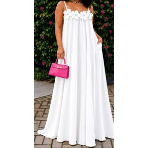 Gira White o neck sleeveless geometric pattern printed dress 