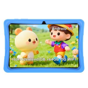 redbeat Kids Tablet 10.1 inch Android 15, 64GB (1TB TF) WiFi Learning Tablet with Case Stylus, 6000mAh, Parental Control, Blue