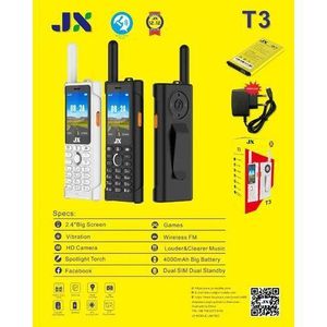 Jx DUAL SIM  PHONE 2.4 inch Display 4000mAh Wireless FM Big Torch Rugged Intercom  Power Bank Cell Feature Phone