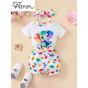 Catpapa 0-3 years old, rainbow elephant cute doodle set, boys and girls can wear, fashionable sun protection, holiday leisure
