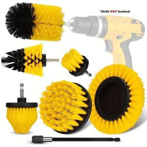 6-Piece Car Cleaning Kit, Drill Brush with Extension, Cleaning Tool Brush - Yellow