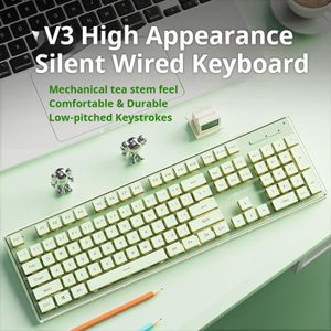 General V3 wired backlit keyboard Cool backlight Ergonomic design Waterproof and dustproof Used for office and games-Green