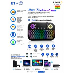 Mini Wireless Bluetooth Keyboard with Touchpad  BT + 2.4G Rechargeable Backlit Keyboard for Smart TV, Android TV Box, PC & Laptop