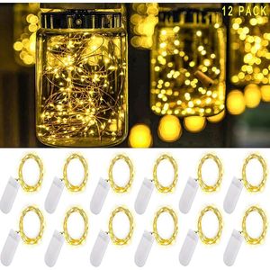 TodyJeyHo 12 PACK Micro LED Fairy Lights Battery Powered, 20 LEDs Small Fairy Lights Copper Wire String Lights for DIY Bedroom Wedding Christmas Decor (Warm White)