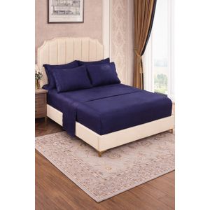 6-Piece Quilt Cover Set – Navy Blue Bedding Set (Flat Sheet, Fitted Sheet & Pillow Cases)