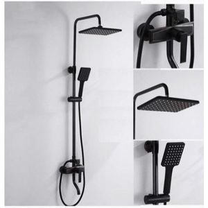 Square Exposed Thermostatic Rainfall Shower Set - Black 