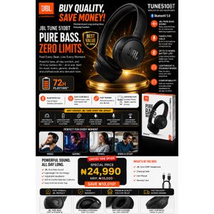 JB  Tune 510BT Wireless Bluetooth Headset –Pure Bass Sound 