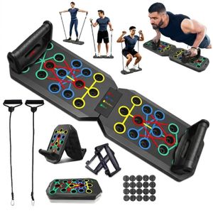 ShebSheb 30‑Hole Push‑Up Board Set with Handles, Resistance Bands & Anti‑Slip Pads, Foldable Home Fitness Equipment for Full‑Body Strength Training