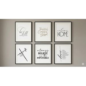Other 6pcs (Set) A3 Black Minimalist Interior Decor Fiber Frames
