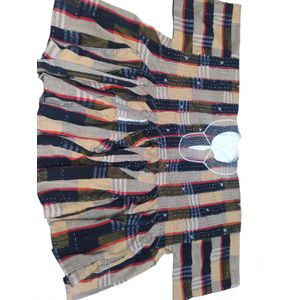  Fugu Smock - Beige, Black, Red & Olive Check Pattern  size 38