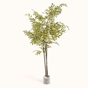 120cm Premium Artificial Variegated Ficus Benjamina Tree – Green and Cream