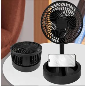 Fan Fever Foldable Rechargeable Fan – Portable Handheld & Desk Fan with Adjustable Angle (Black)