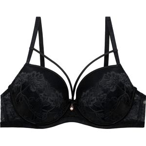 Binnys Graceful & Stable Pendant, Adjustable straps Full Cup,Non-removable pads, Full Coverage Underwire Bra, Mesh & Chest Straps for Special Occasions, Lace Support Women's Black Bra 