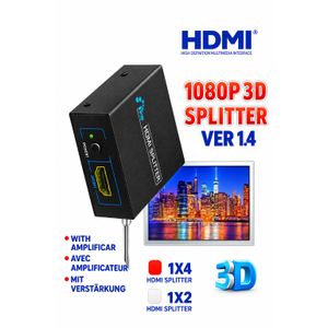 HDMI Splitter 1x2 / 1x4 – 1080P 3D Version 1.4 with Signal Amplifier