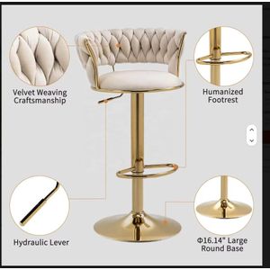 Adjustable Counter Stools Island Chairs for Kitchen, Bar, Dining Room-Cream