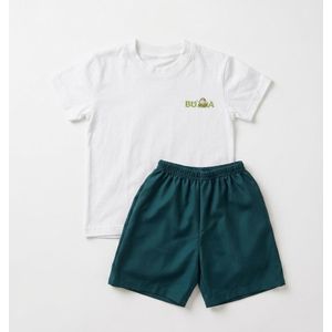 China Image Boys 2-Piece Smart Casual T-Shirt & Shorts Set - Dark Teal/White