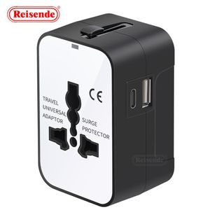 Dual USB  C Ports Global Universal Travel Wall Charger Power Socket  1USB  1 C - Black