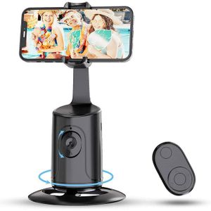 Auto Face Tracking Smartphone Holder with Remote Control & 360° Rotation - Black