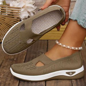 Na Women's Casual Shoes Cross-Border Teme Dropshipping Women's Shoes Fly-Knit Breathable Mom Shoes Shallow Cloth Shoes Lightweight Single Shoes