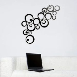 24PCS 3D Circular Mirror Wall Sticker Self-Adhesive Acrylic Mirror Decals DIY Office Living Room Bedroom Decoration Art Wall Stickers