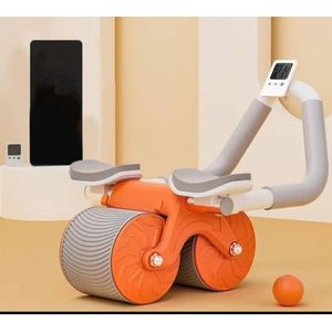 Automatic Rebound Ab Roller Wheel With Knee Pad Support & LCD Counter – Dual Wheel Abdominal Trainer