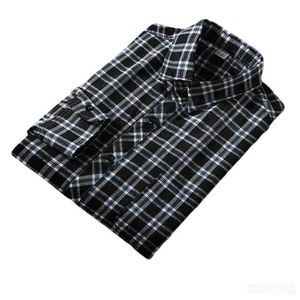 Men's Casual Long Sleeve Checkered Shirt - Black&White