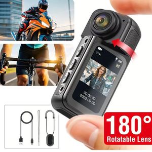 Mini 2.7K Thumb Action Camera 1080P Pocket Sport Cam 1.47 Inch 180 Angle WIFI Recorder Magnetic Attraction Bracket Camera For Riding Vlogging Recorder
