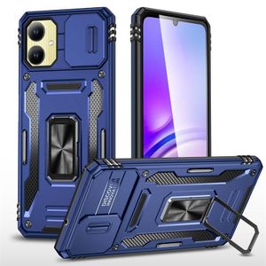 Baseus Phone Case, Compatible With Samsung Galaxy A07 Phone, Slide Window Lens Protection with Magnetic Stand Ring - Blue 