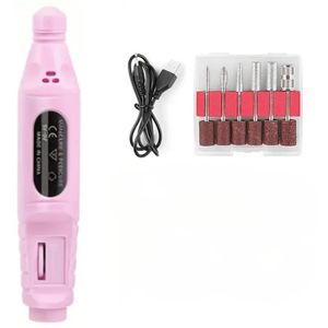8-1 Set Portable Manicure Pedicure Tools Drilling Machine - Electric Nail Drill Set - Pink
