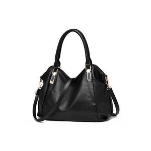 Women's Large-Capacity PU Leather Handbag Tote, Simple Shoulder & Crossbody Purse (36 x 26 x 15)cm / (14.2 x 10.2 x 5.9)inch - Black