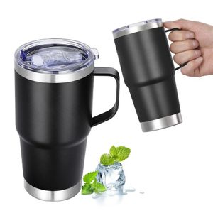 2Pcs 30oz Tumbler with Handle Lid,Stainless Steel Insulated Travel Coffee Mug,Spill Proof Double Wall Metal Cup,Keeps Drink Hot/Cold