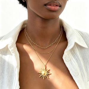 Layered Necklaces for Women Gold Titanium Hypoallergenic Pendant Necklace