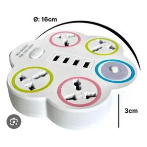 AD Universal 5 Way Extension Board With 5 USB Ports- White