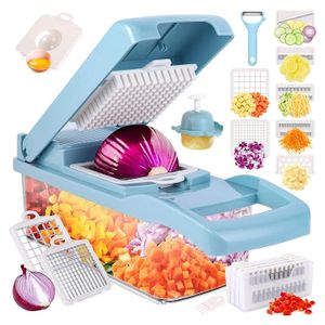 12Pcs Sets Multi-Function Vegetable Slicer,Onion Mincer Chopper, Vegetable  Chopper, Cutter, Dicer, Egg Slicer with Container,Hand Guard and Container  (Blue) - Kitchen Parts America