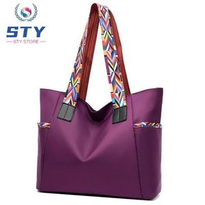 STY Women Large Capacity Handbags Nylon Commuter Bag Lightweight Tote Bag - Purple - Purple
