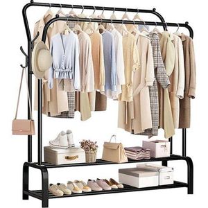 Multipurpose clothes hanger/rack 2 layers, with wheels. Black