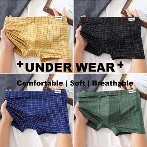 4 Pcs Men's Cotton Breathable Boxer Briefs, Soft, Comfort Breathable Underwear 